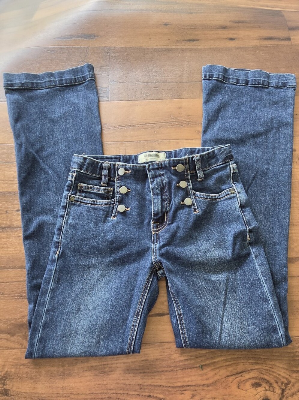 Girls Rock And Roll Denium Dark Blue Sailor Button Flared Jeans. Sz 14 - Picture 4 of 9